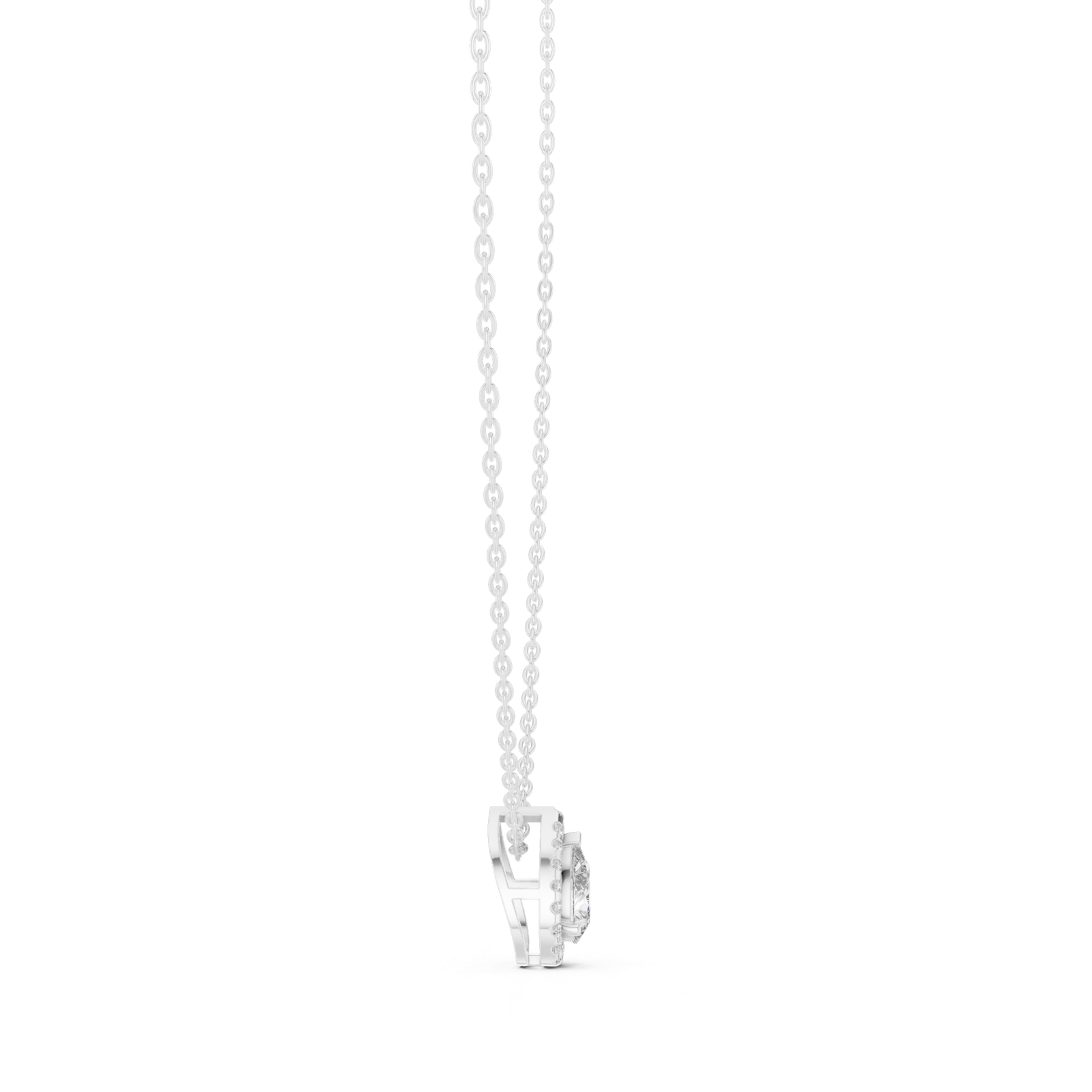 Saphira Pear Halo Pendant