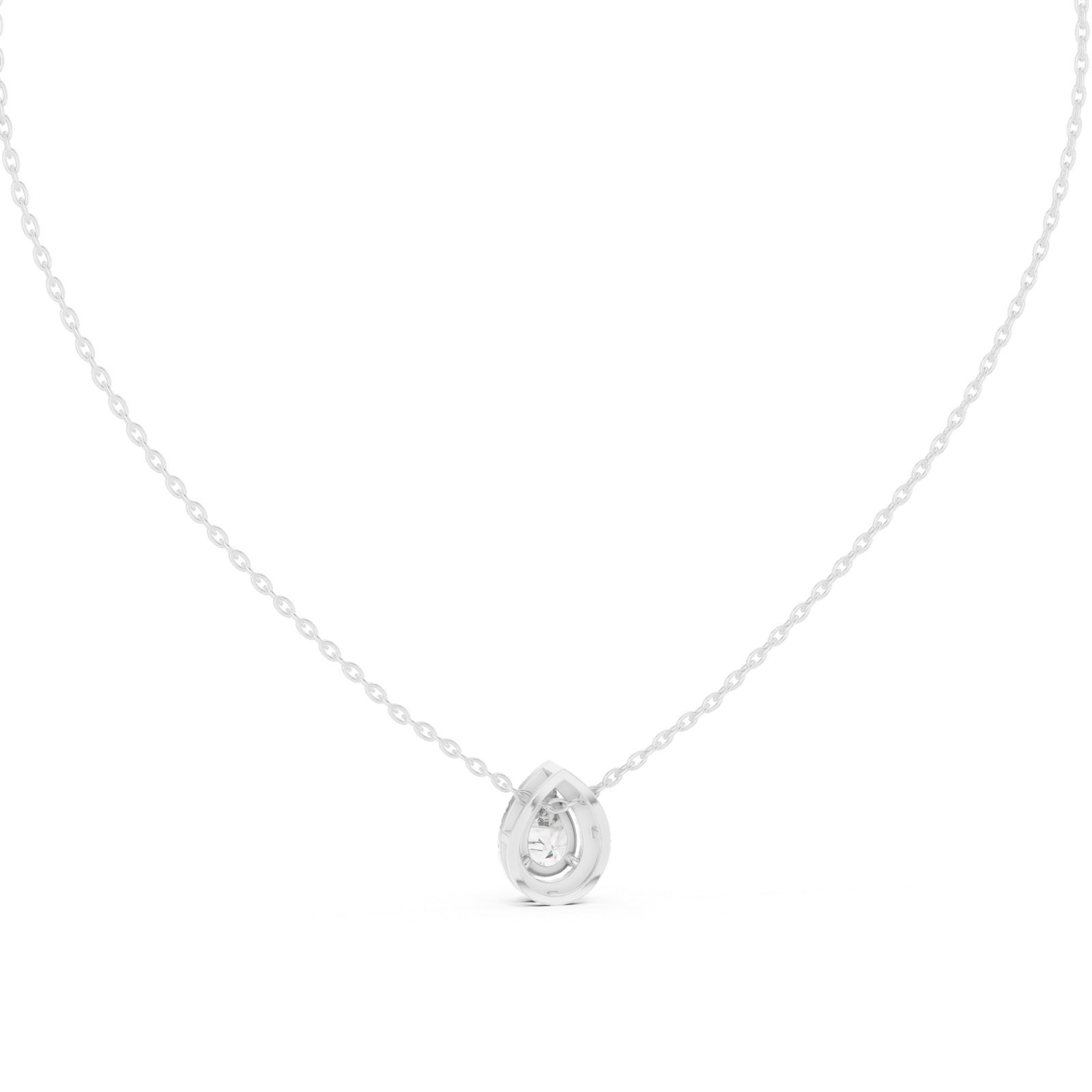 Saphira Pear Halo Pendant