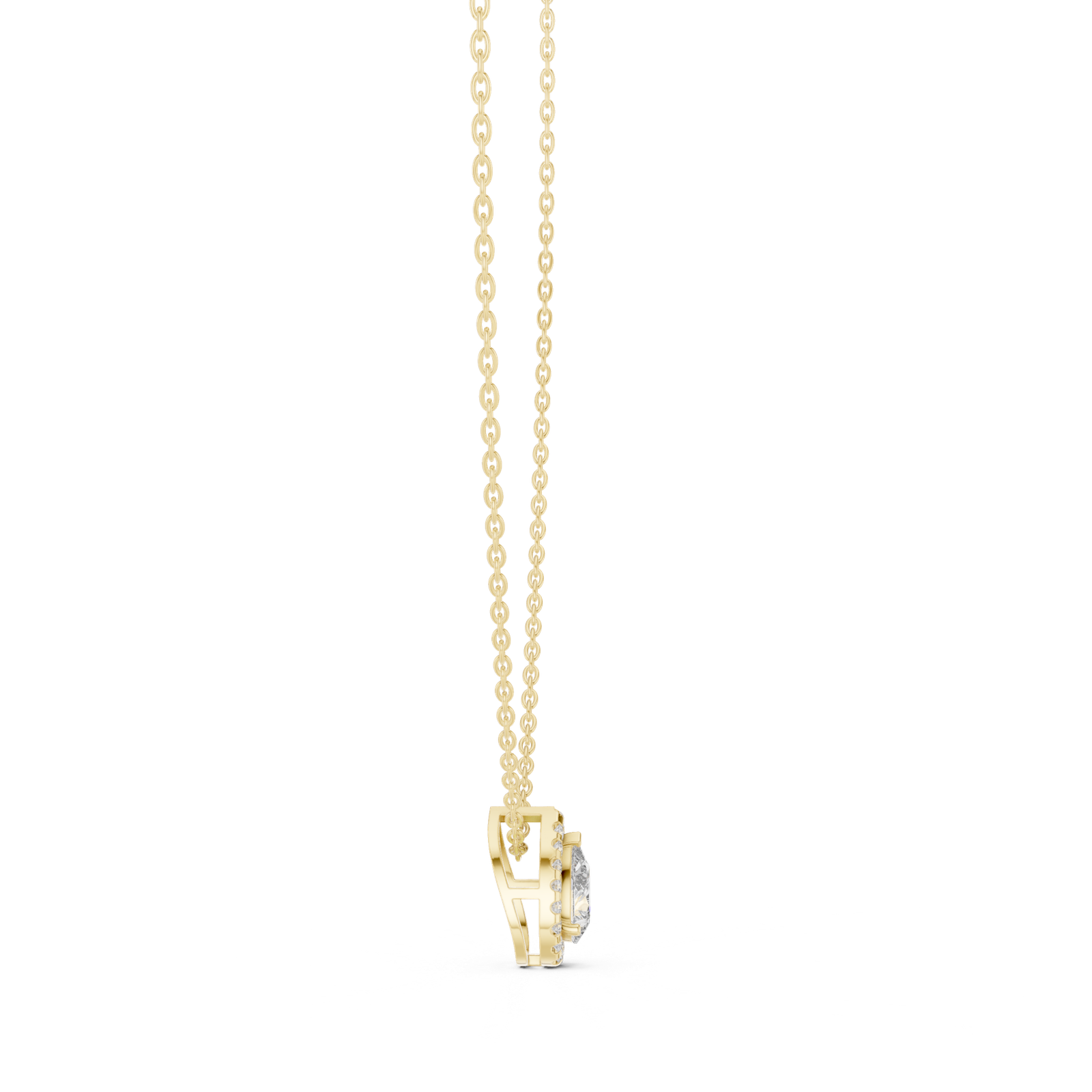 Saphira Pear Halo Pendant