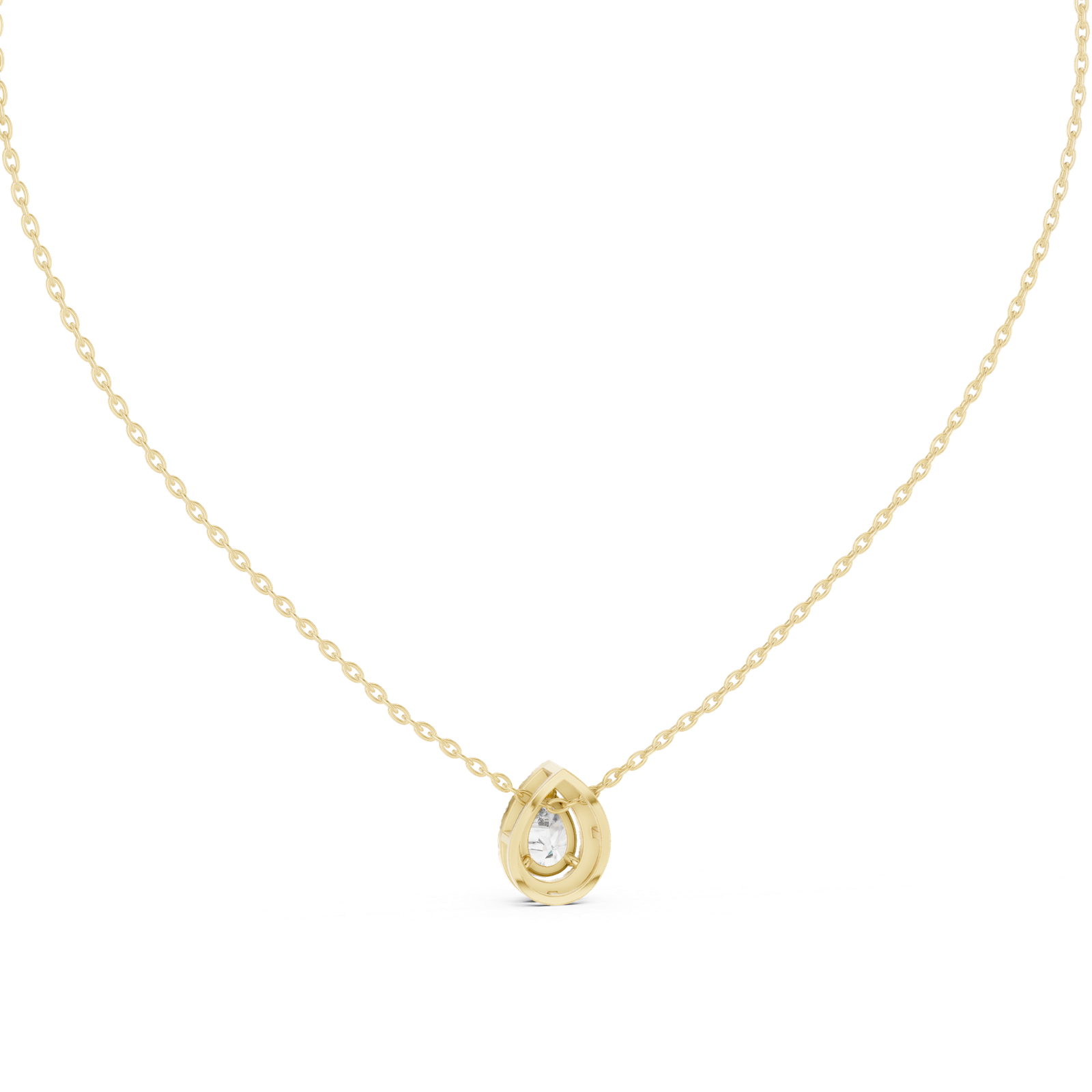 Saphira Pear Halo Pendant