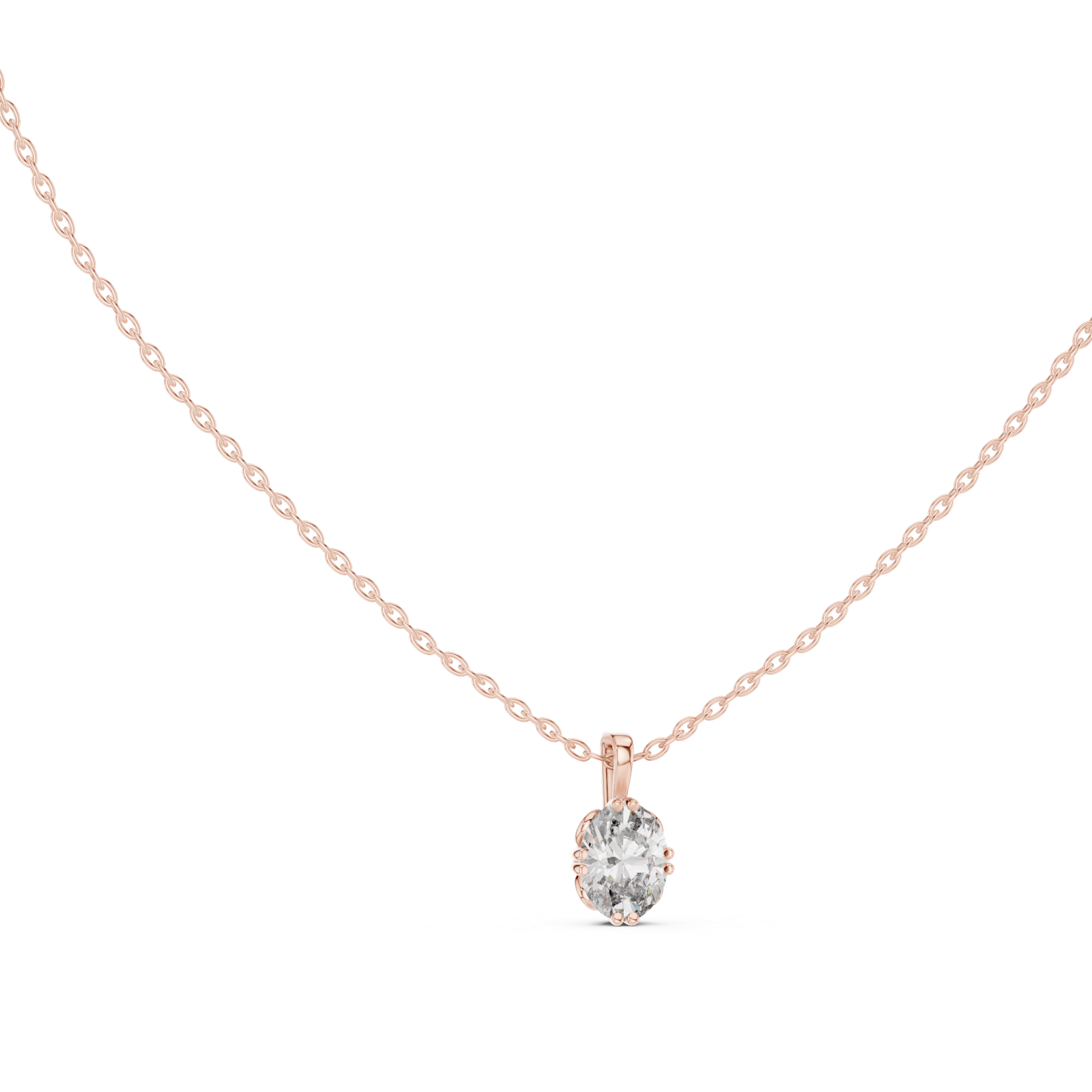 Astra Oval Scroll Solitaire Pendant