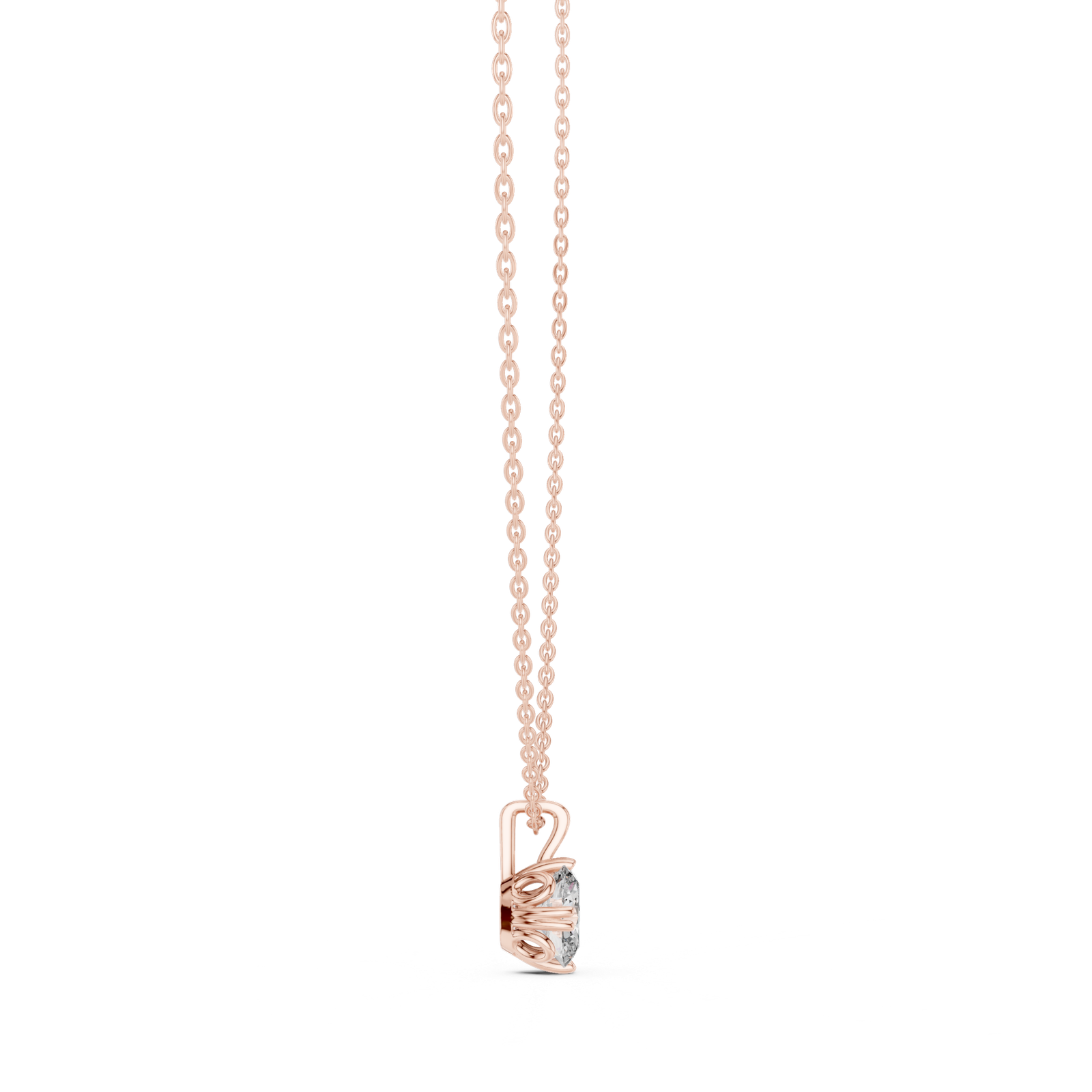 Astra Oval Scroll Solitaire Pendant