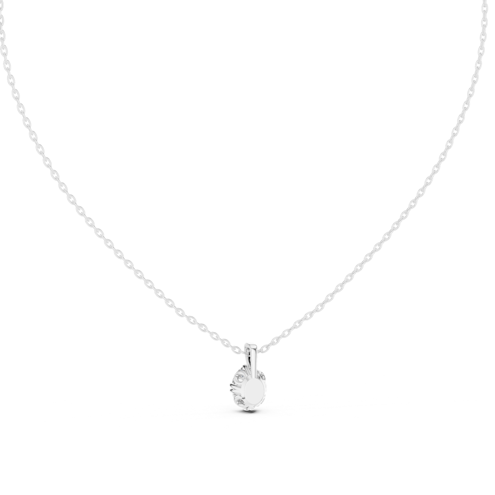 Astra Oval Scroll Solitaire Pendant