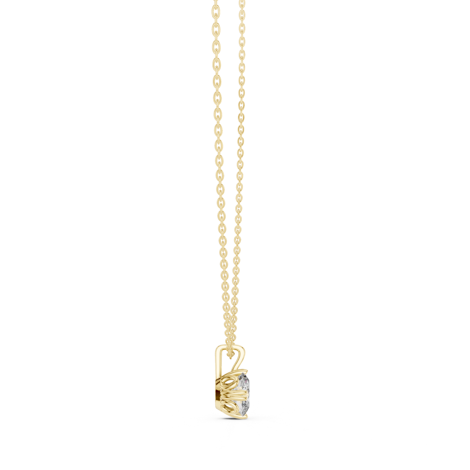 Astra Oval Scroll Solitaire Pendant