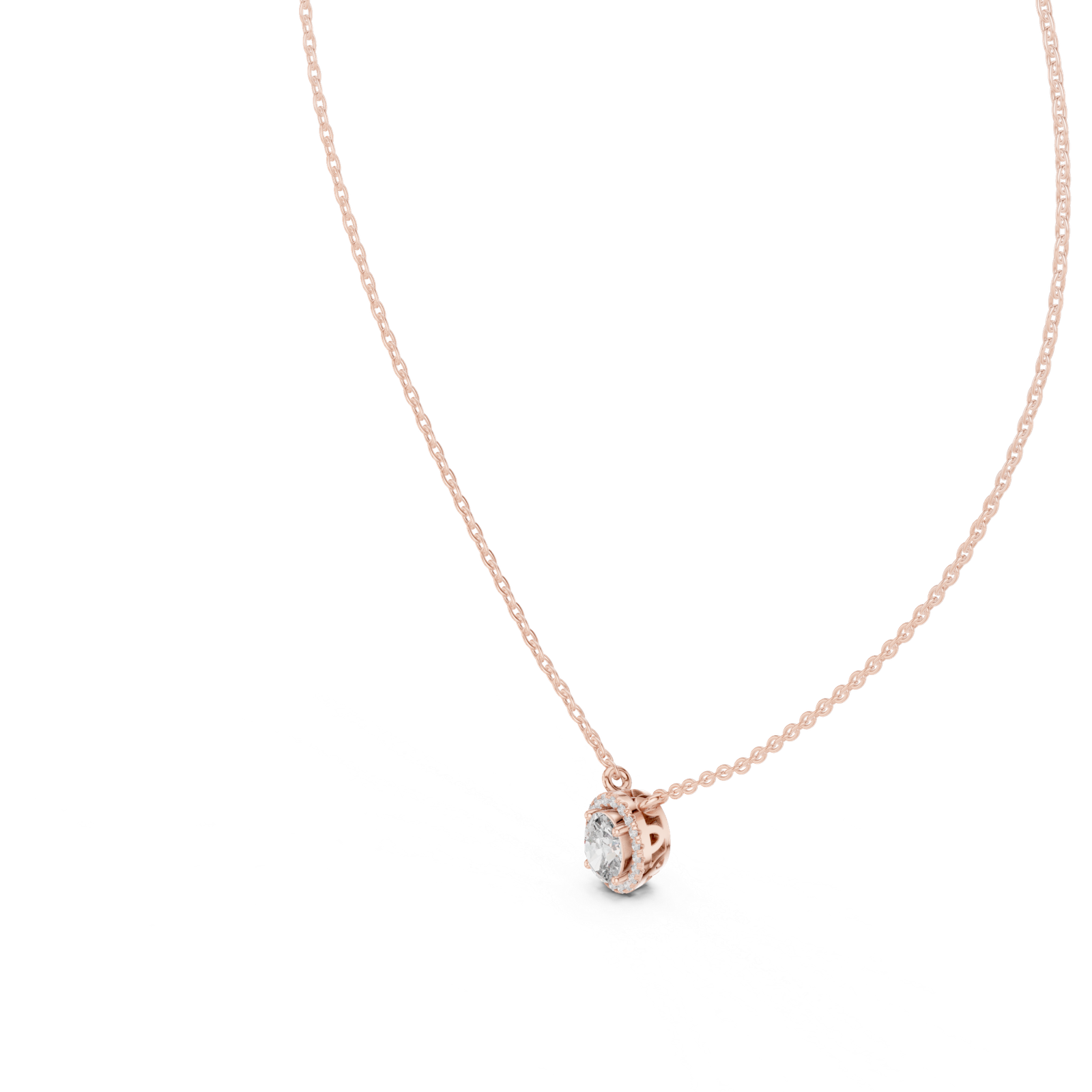 Selene Oval Halo Pendant
