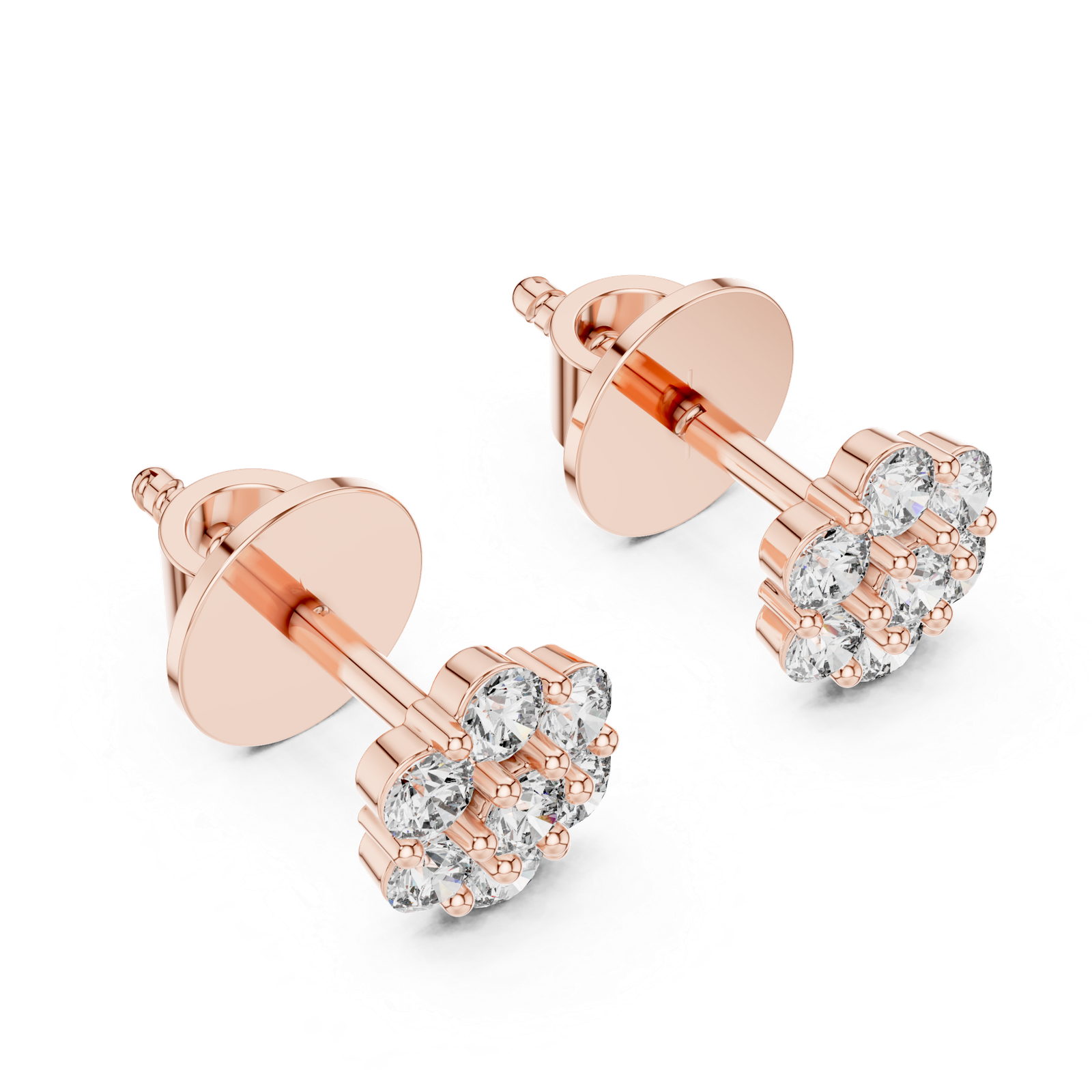 Noble Round Cluster Diamond Stud Earrings