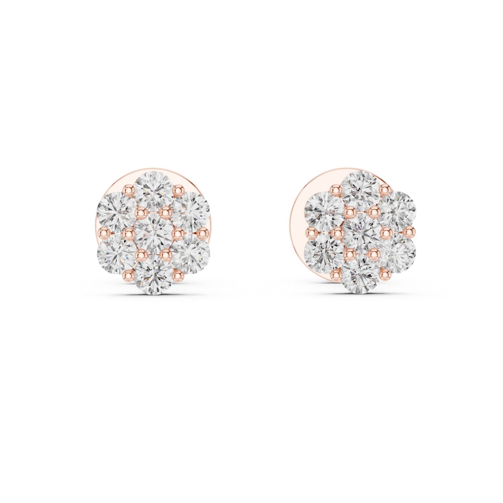 Noble Round Cluster Diamond Stud Earrings