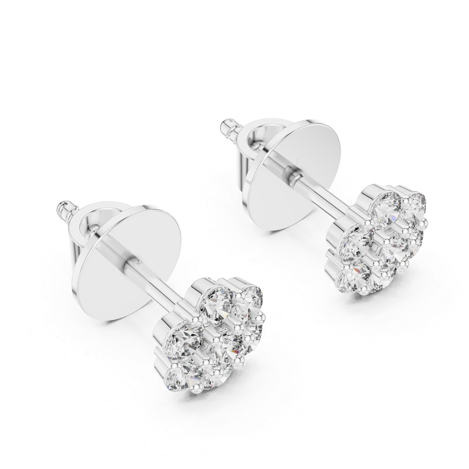 Noble Round Cluster Diamond Stud Earrings