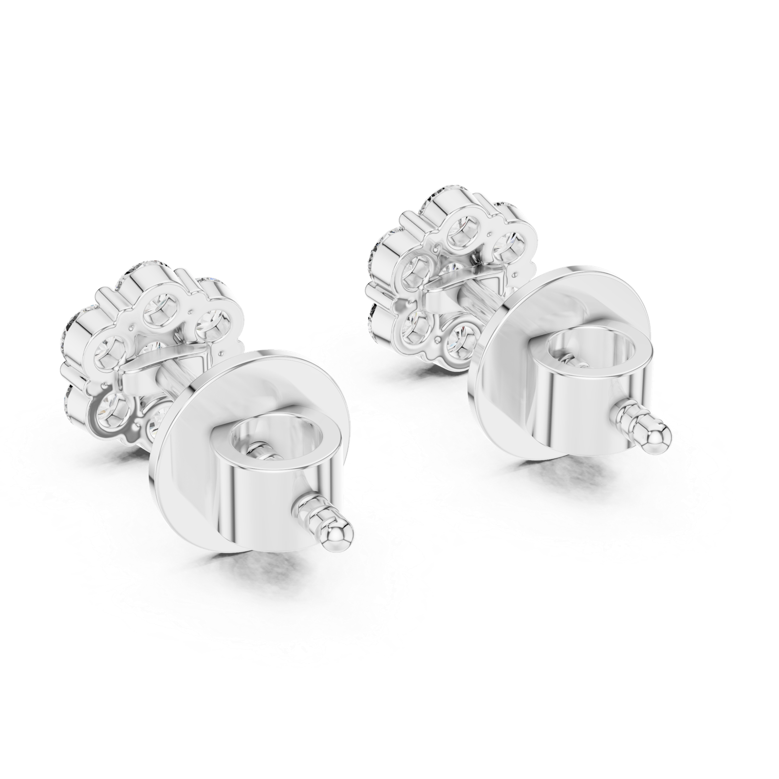 Noble Round Cluster Diamond Stud Earrings
