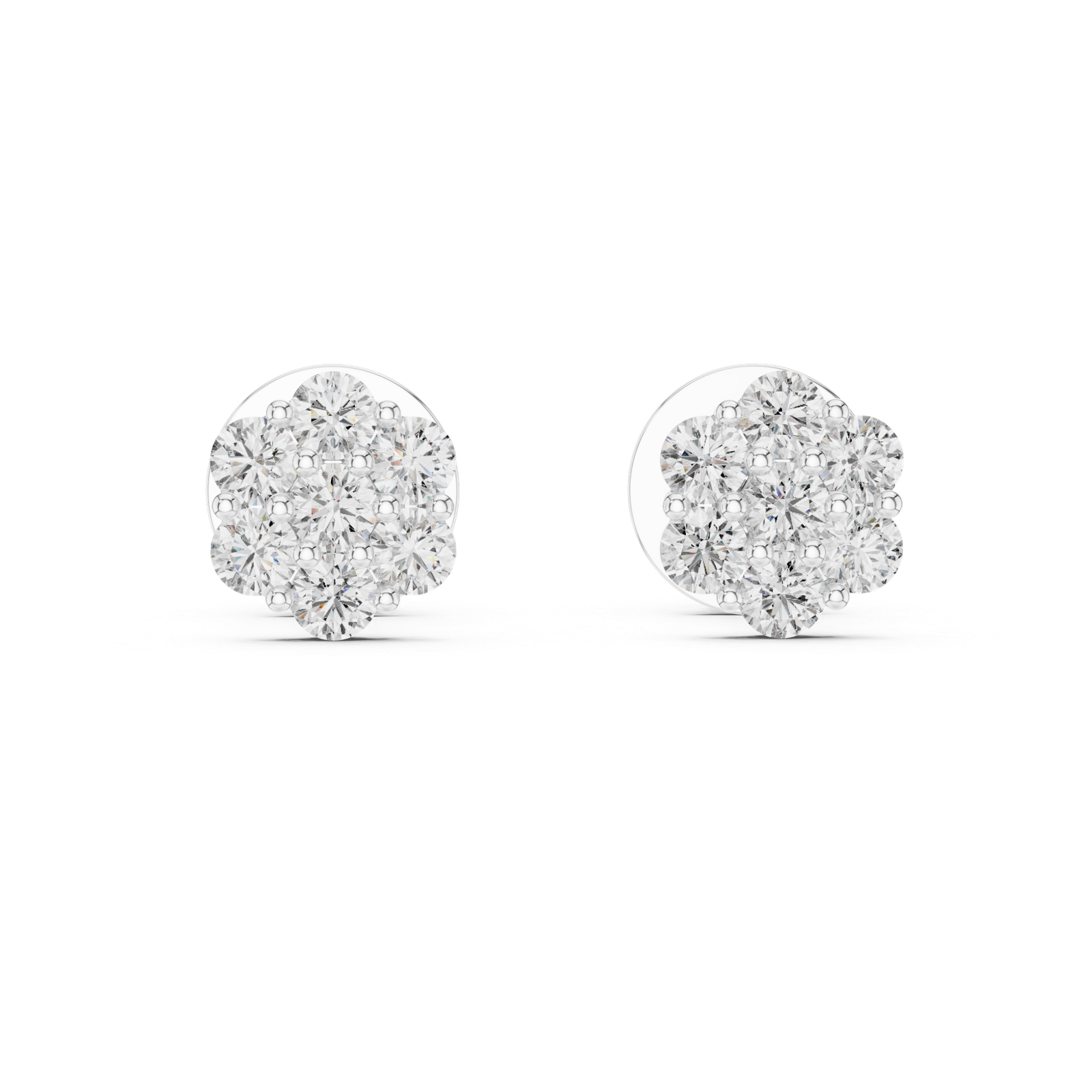 Noble Round Cluster Diamond Stud Earrings