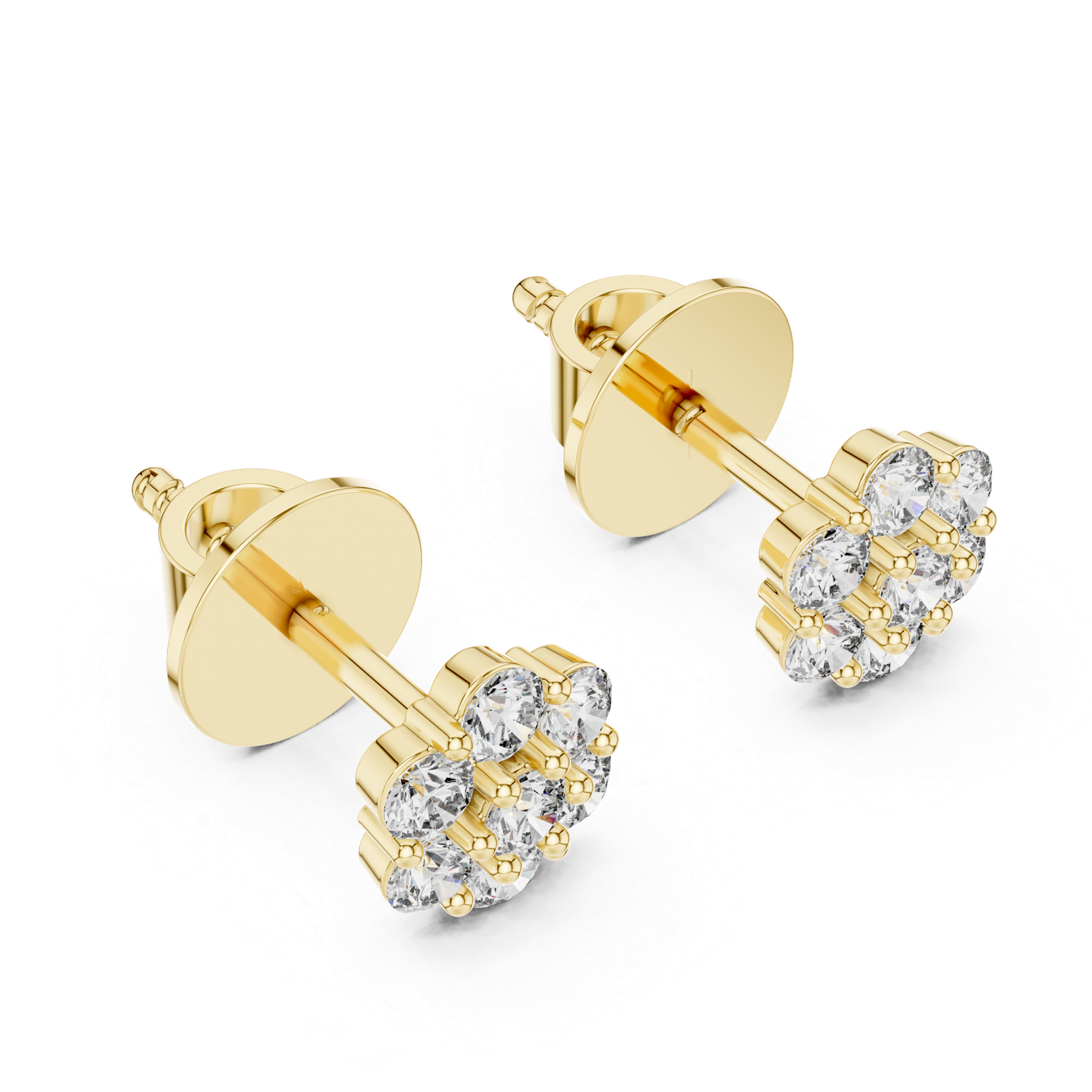 Noble Round Cluster Diamond Stud Earrings