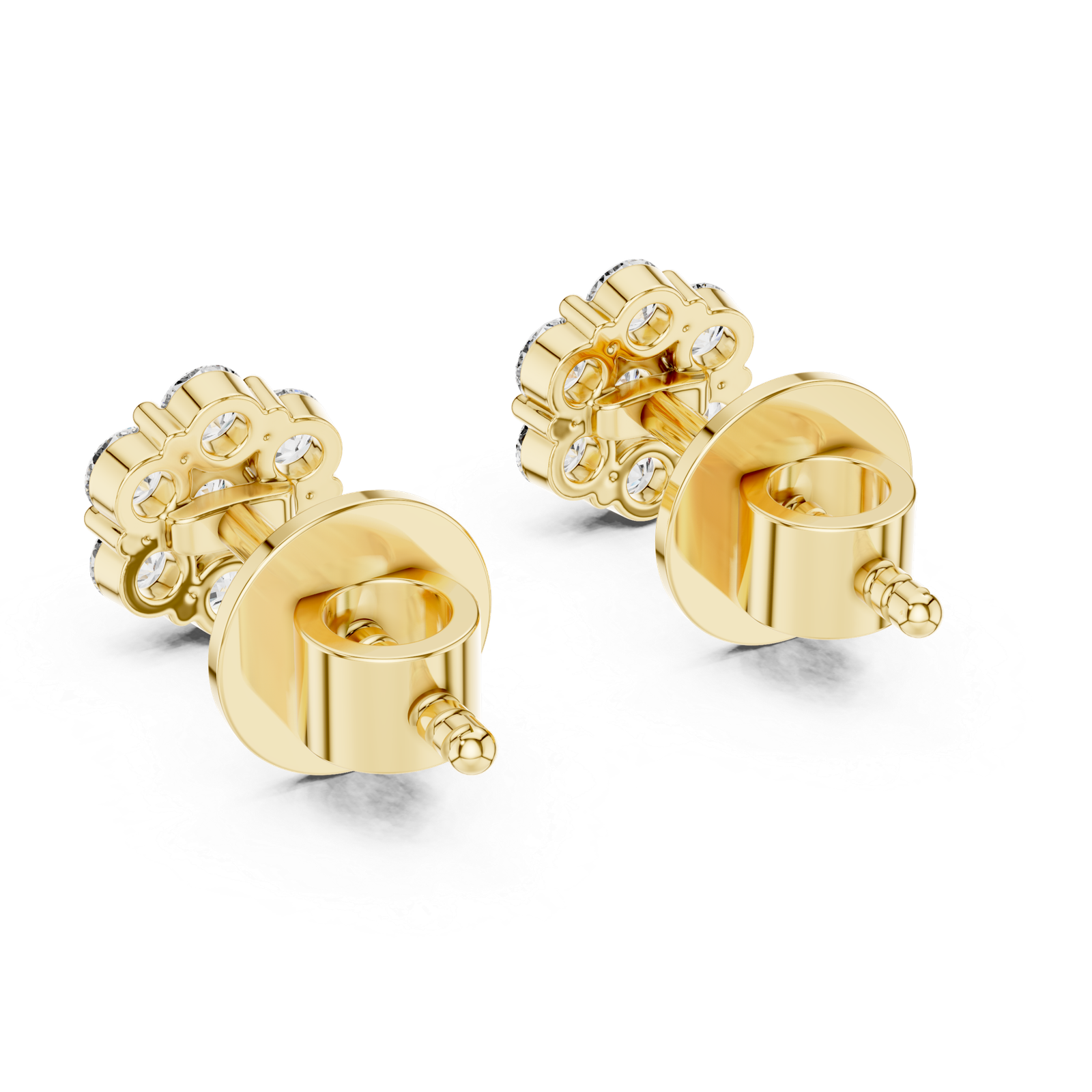 Noble Round Cluster Diamond Stud Earrings