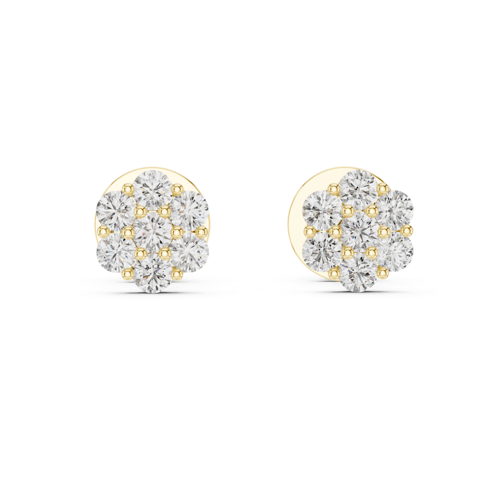 Noble Round Cluster Diamond Stud Earrings