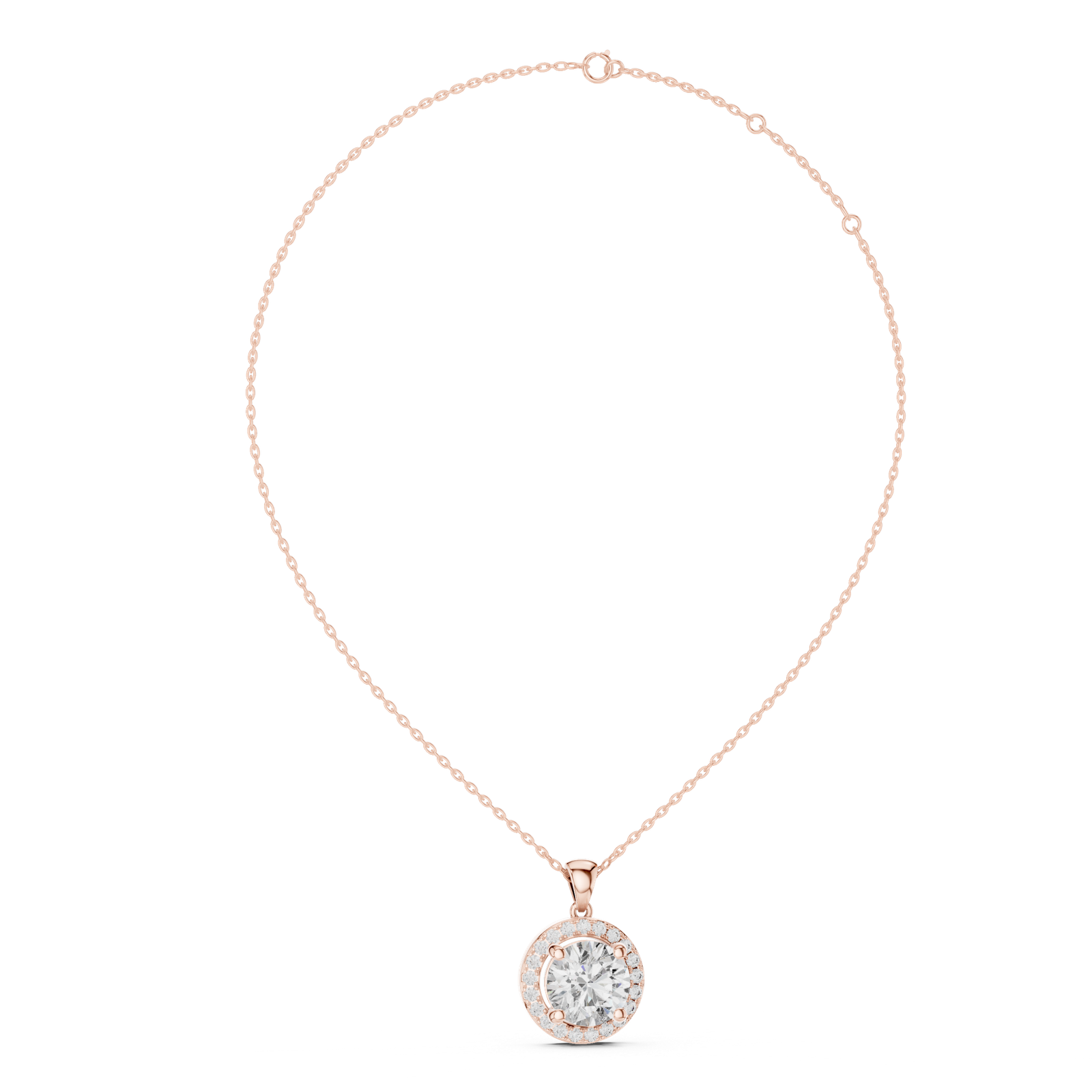 Riviera Round Double Halo Pendant