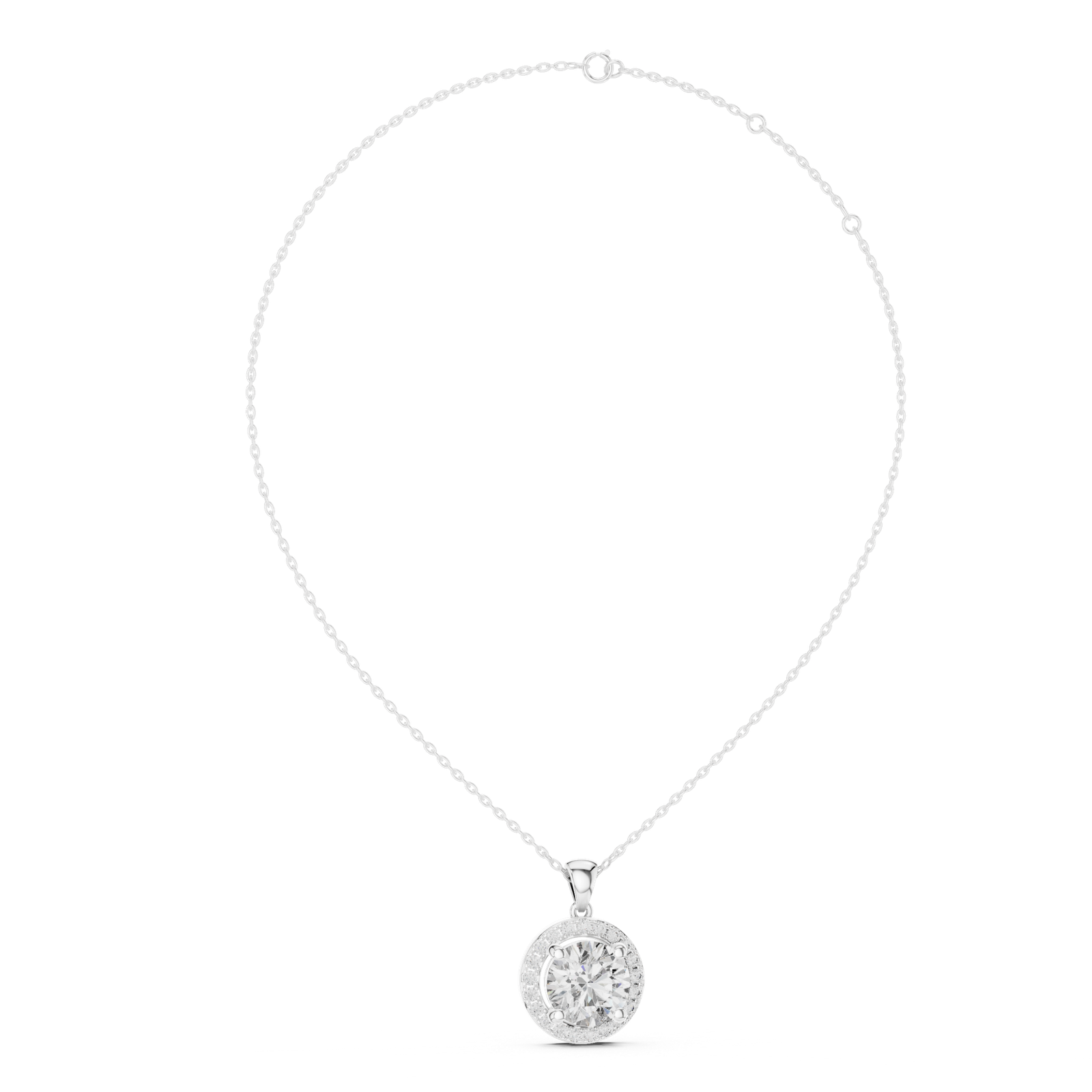 Riviera Round Double Halo Pendant
