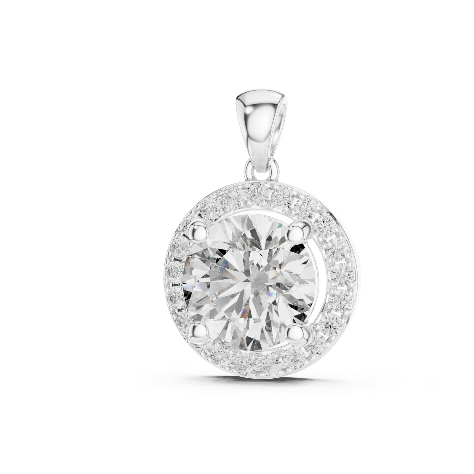 Riviera Round Double Halo Pendant
